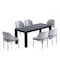 Manhattan Comfort Rectangle Dining Set of 7 W/ Flor Chairs, 70.86 in L, American Solid Ash Wood, Black and Grey 6-DT02DC052-GY - alternate 5